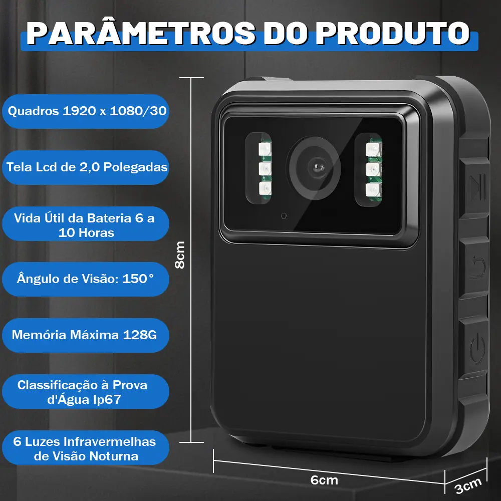 Mini Câmera Corporal Policial HD 1080p Visão Noturna — foto 2 de 3