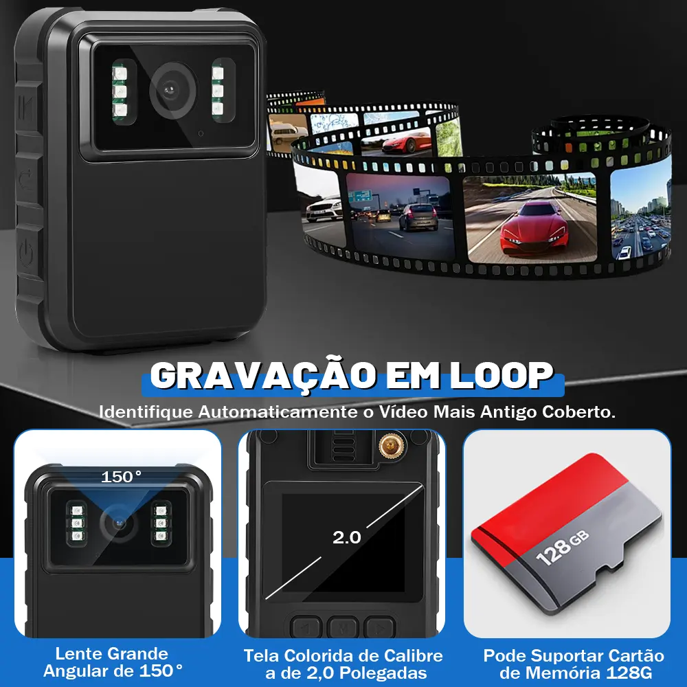 Mini Câmera Corporal Policial HD 1080p Visão Noturna — foto 3 de 3