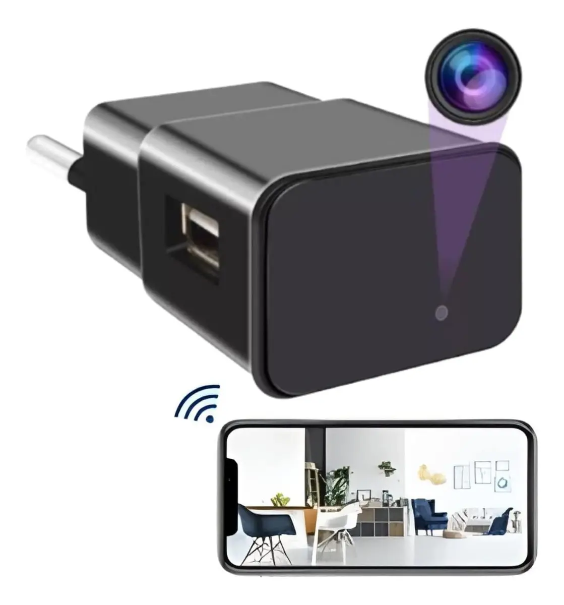 Câmera Espiã Click Z15 1080P Wi-Fi Carregador de Tomada USB — foto 2 de 3