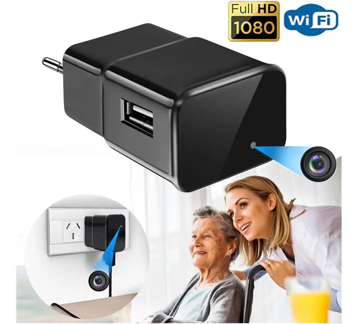 Câmera Espiã Click Z15 1080P Wi-Fi Carregador de Tomada USB — foto 3 de 3