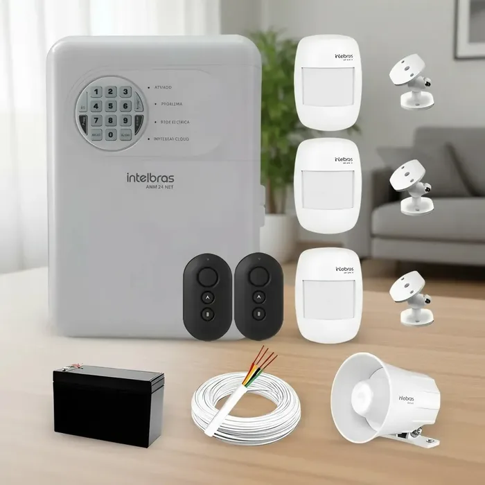 Kit Central Alarme Intelbras ANM 24 Net App 3 Sensores Com Fio Branco — foto 1 de 5