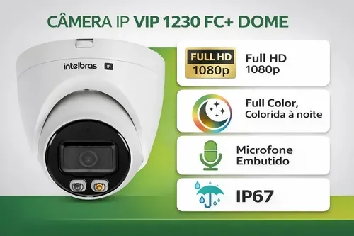Câmera IP Domo PoE Full Color VIP 1230 D FC+ com Microfone Intelbras — foto 3 de 4