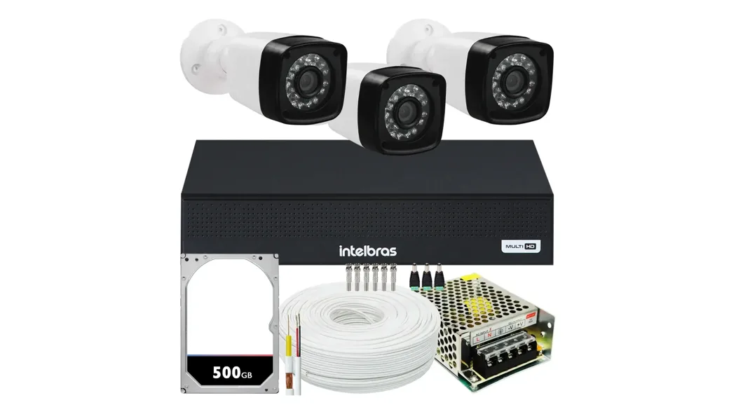 Kit 3 câmeras com DVR Intelbras 1204-C — foto 1 de 6
