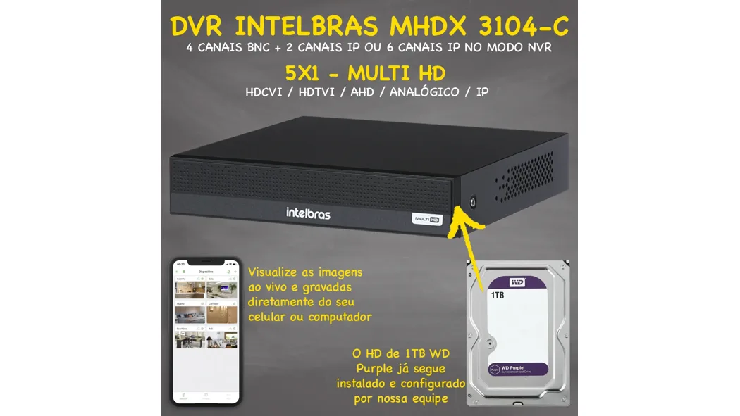 Kit Intelbras CFTV 4 câmeras — foto 2 de 6