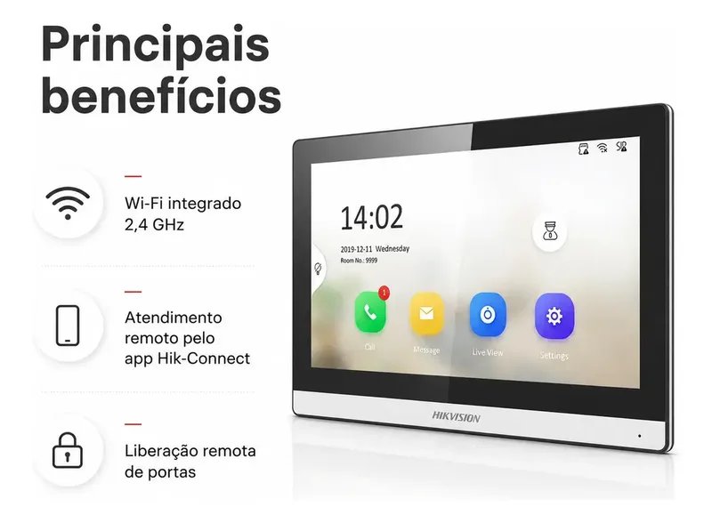 Tela Vídeo Porteiro Ip Hikvision Ds-kh6350-wte1 Wifi — foto 2 de 3
