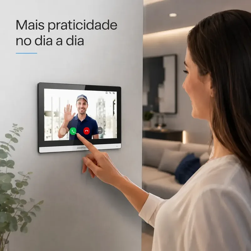 Tela Vídeo Porteiro Ip Hikvision Ds-kh6350-wte1 Wifi — foto 3 de 3