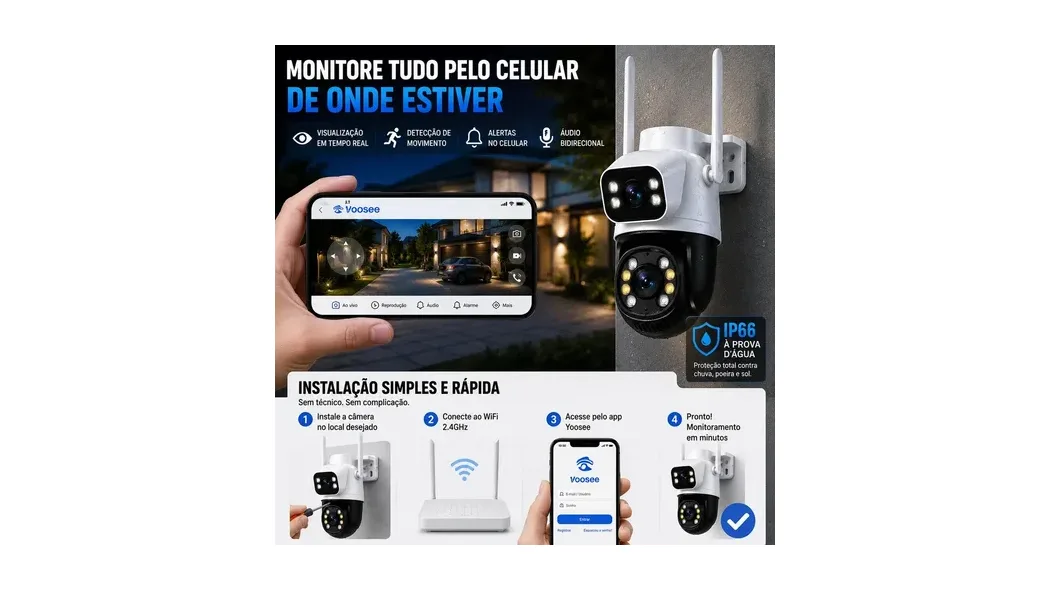 Câmera de Segurança IP Jortan JT-8695 Wi-Fi Lente Dupla 355° — foto 5 de 5