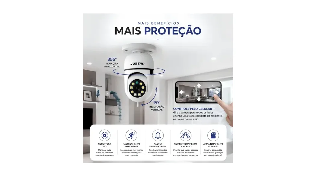 Kit 2 Mini Câmeras Yoosee 360° 1080p Interna — foto 3 de 5