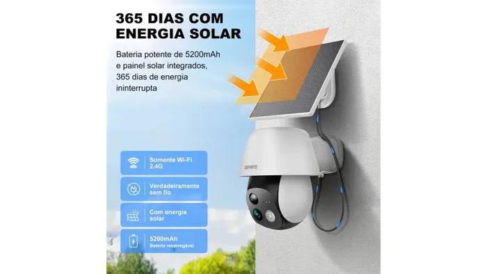 Câmera de Segurança Solar Wi-Fi 2K Externa 360° Pan/Tilt com IA, Detector de Movimento, Luz, Áudio Bidirecional, Sirene — foto 2 de 5