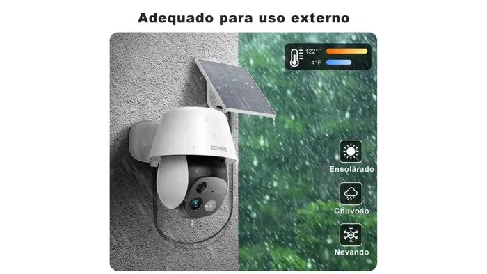 Câmera de Segurança Solar Wi-Fi 2K Externa 360° Pan/Tilt com IA, Detector de Movimento, Luz, Áudio Bidirecional, Sirene — foto 5 de 5